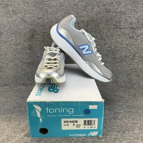 ✅Women's 11B New Balance Wellness Toning Sneakers WW1442SB Grey Blue *DISCOLORED - Picture 1 of 12